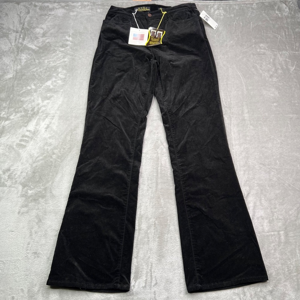 Vintage NYDJ Corduroy Pantsโ Womens 10 Black Bootcut Tummy Tuck Made in USA NWT